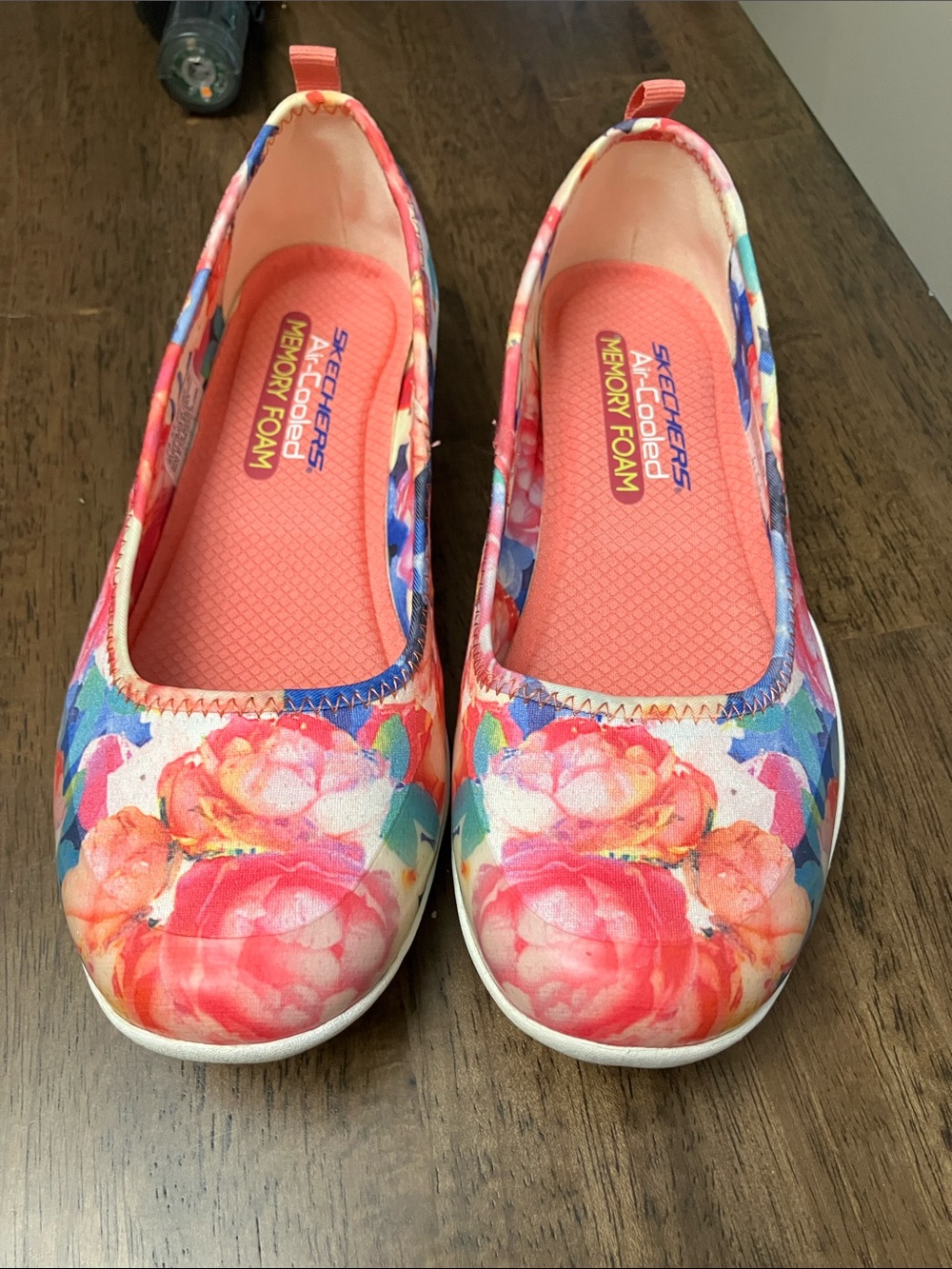 Skechers Kids Floral Slip-On Ballet Flats - Coral Pink Multi 7.5
